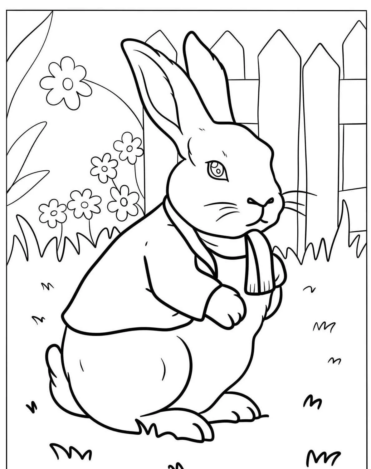 Desenho de Coelho Elegante com Casaco para Colorir