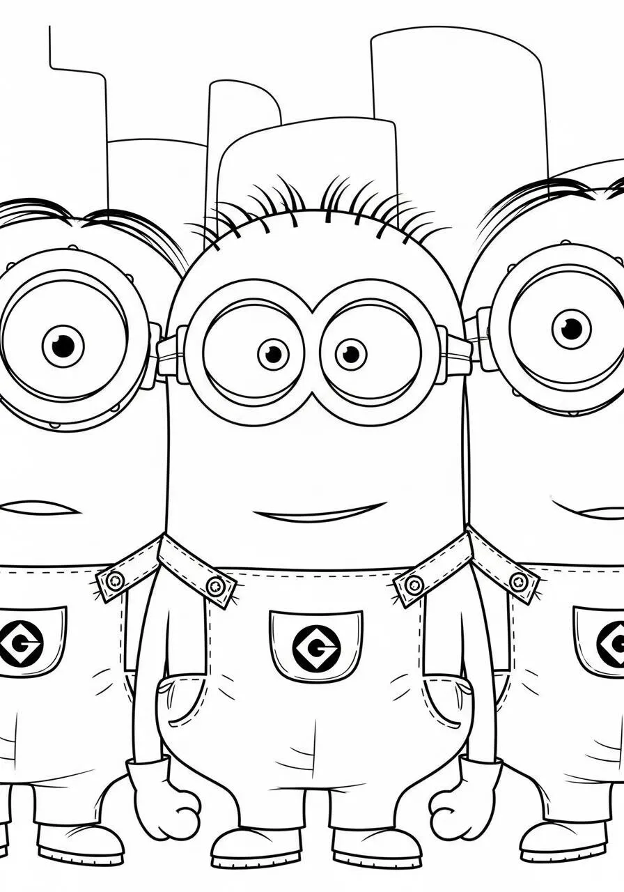 Coloriage du groupe des Minions