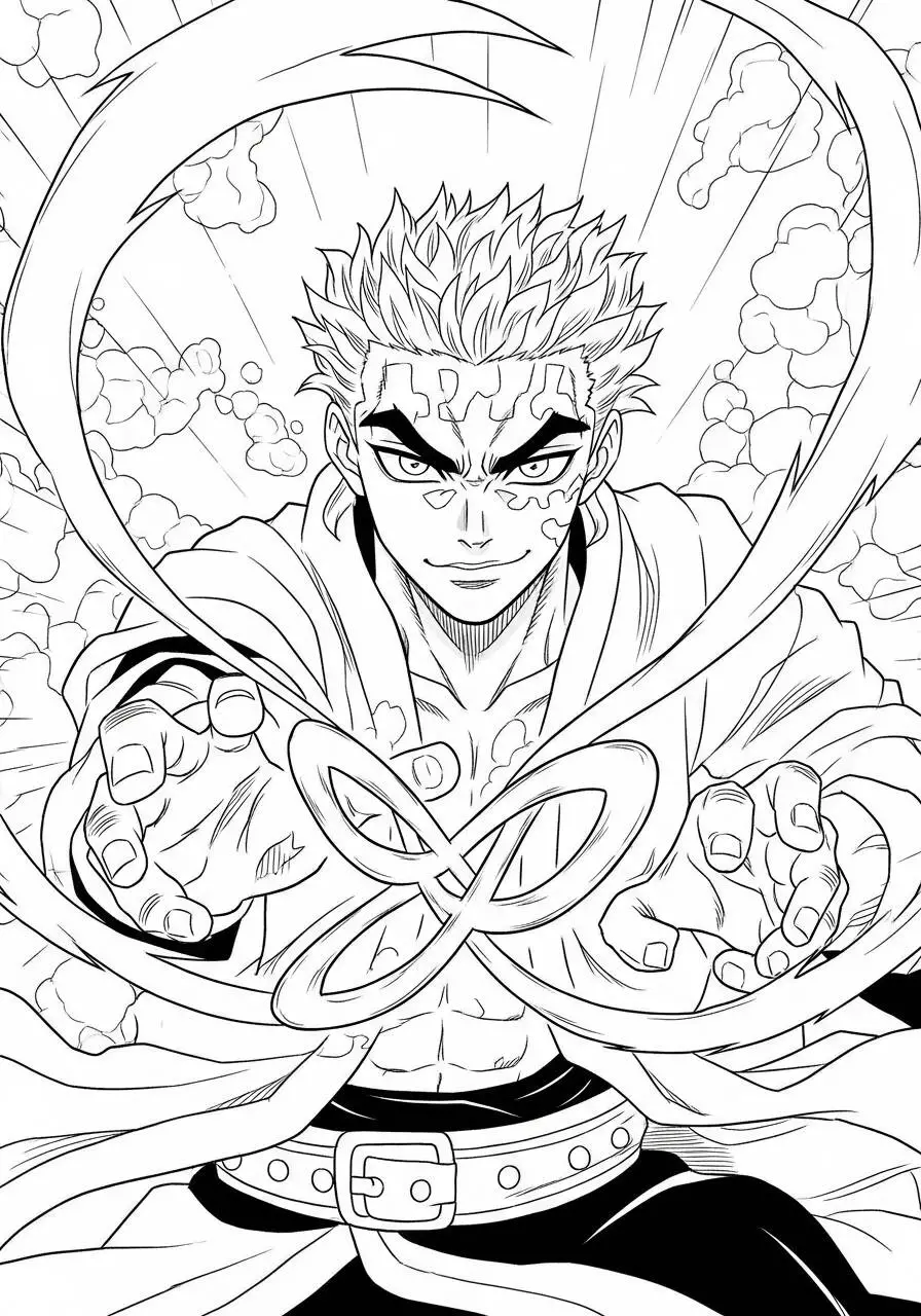 Desenho de Anime do Gojo Satoru Usando Técnica Limitada para Colorir