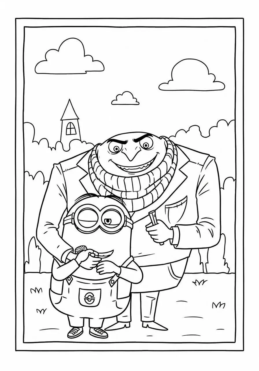 Coloriage Minion et Gru