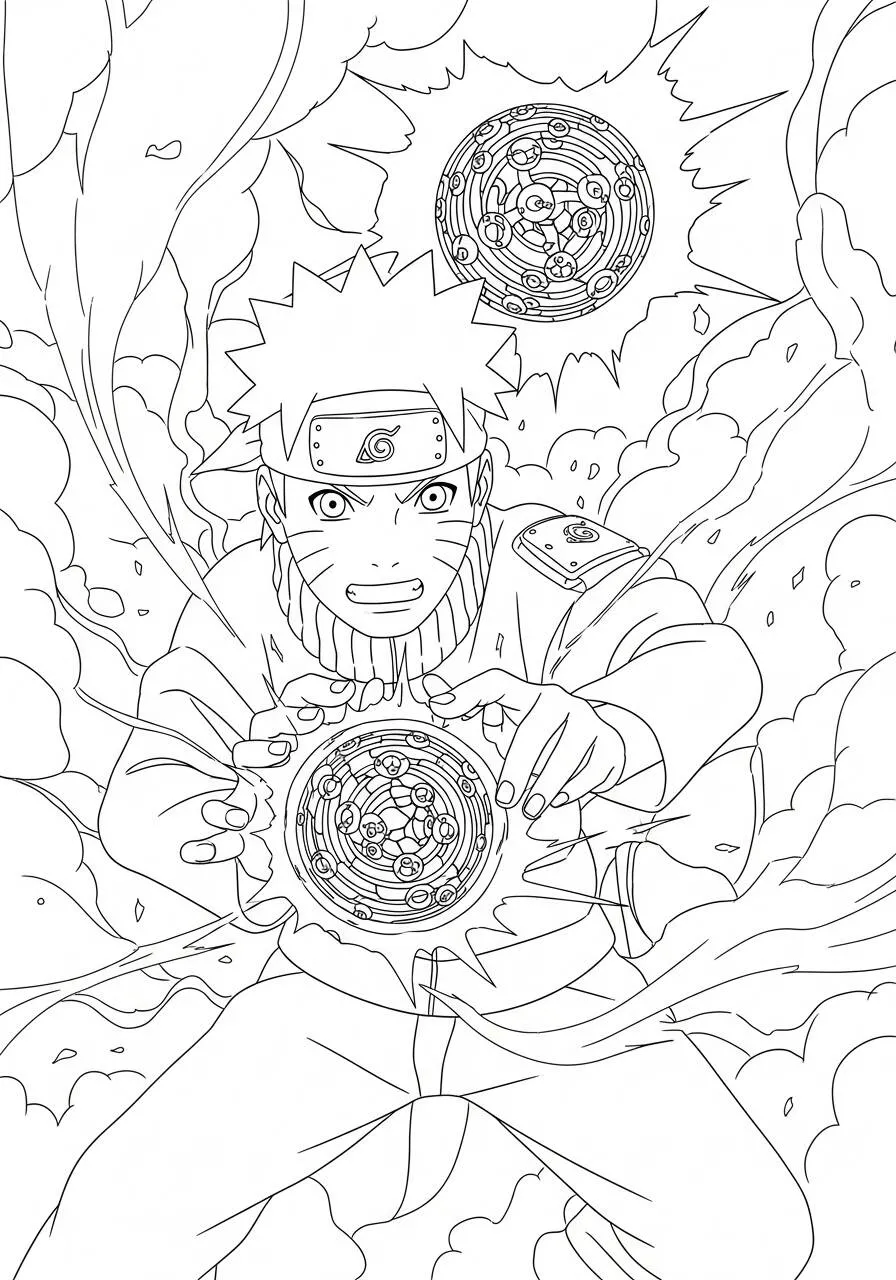 Desenho de Anime do Naruto Usando o Rasengan para Colorir