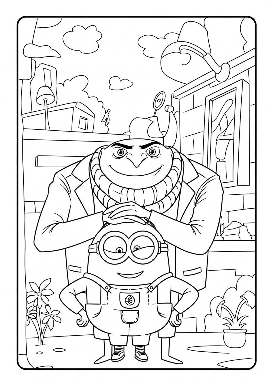 Coloriage Minion avec Gru