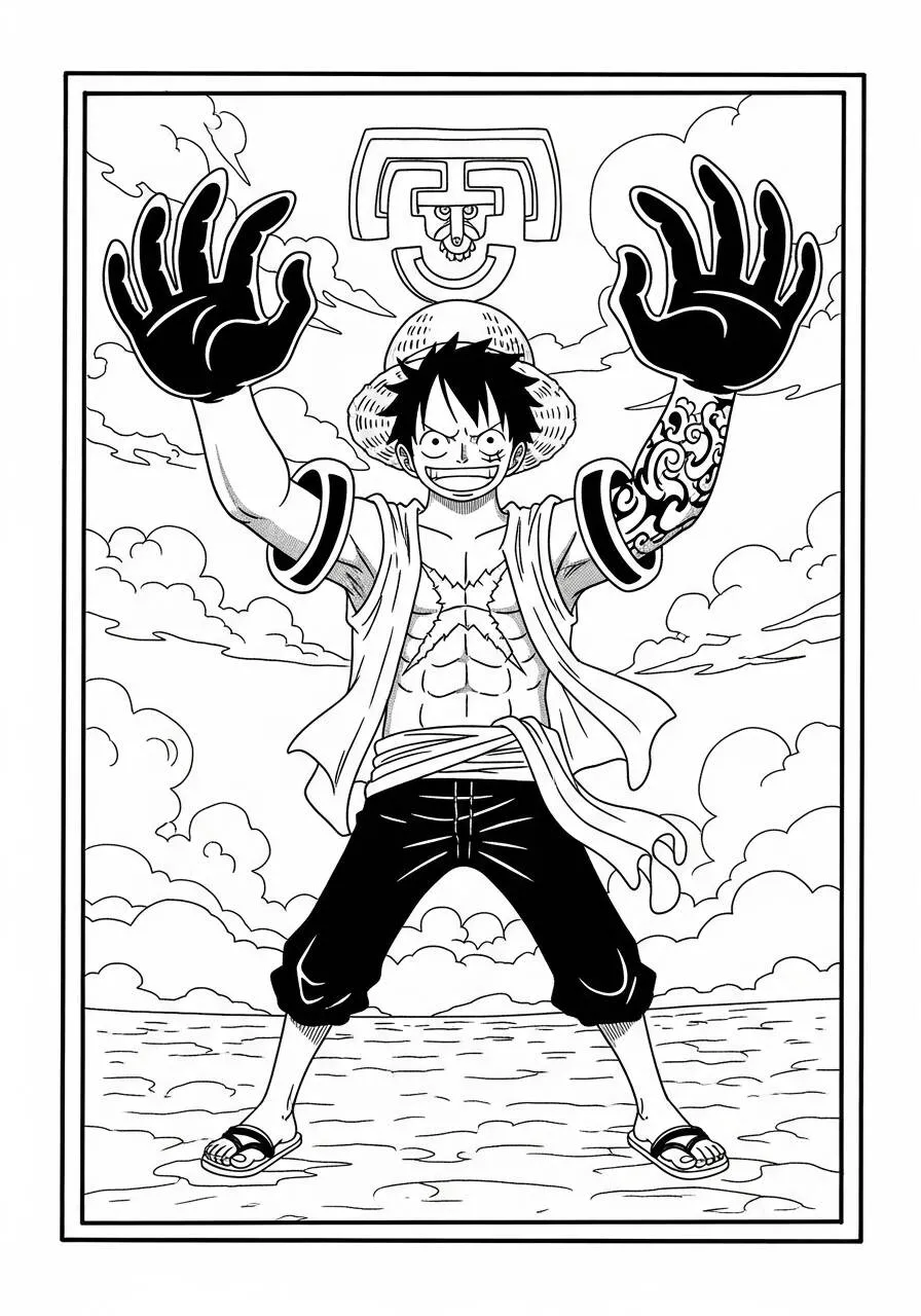 Desenho de Anime do Luffy Usando o Gear Fourth para Colorir