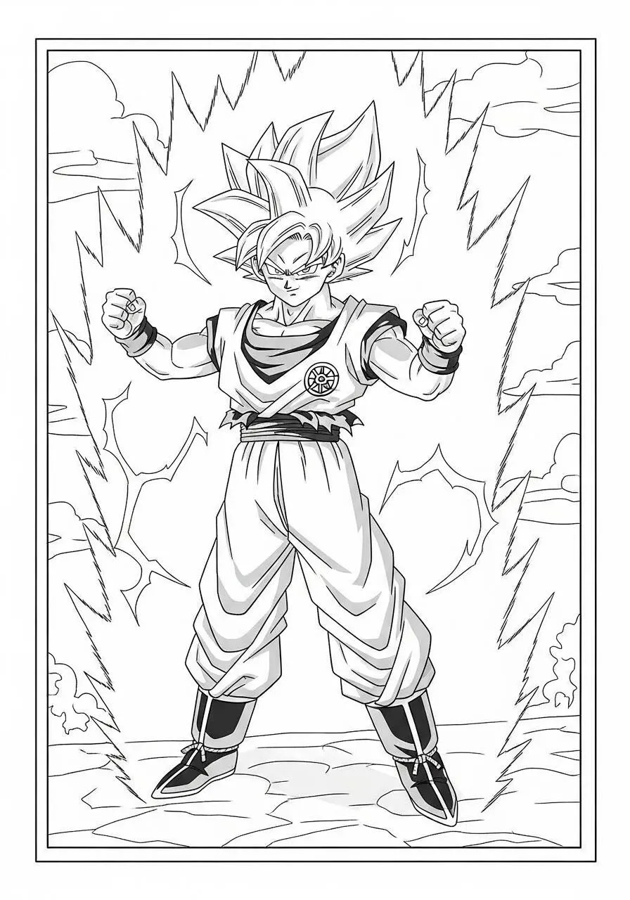 Desenho de Anime do Goku em Super Saiyajin para Colorir