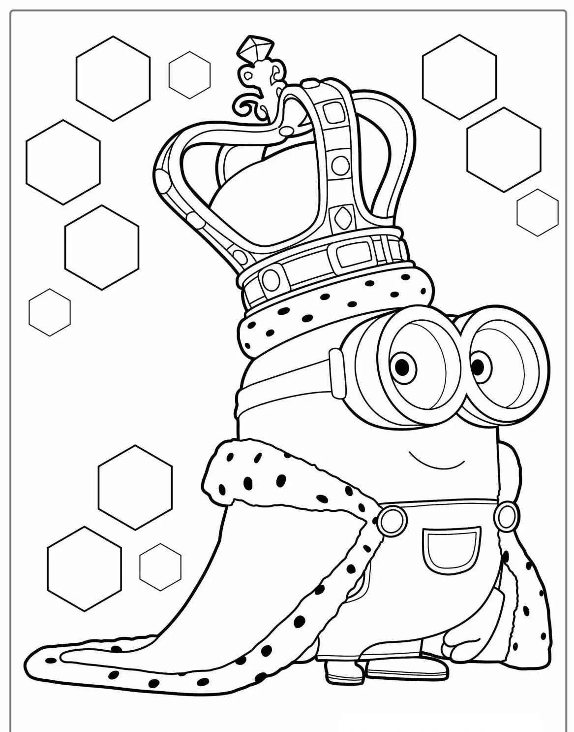 Desenho de Minion Rei com Coroa e Capa para Colorir