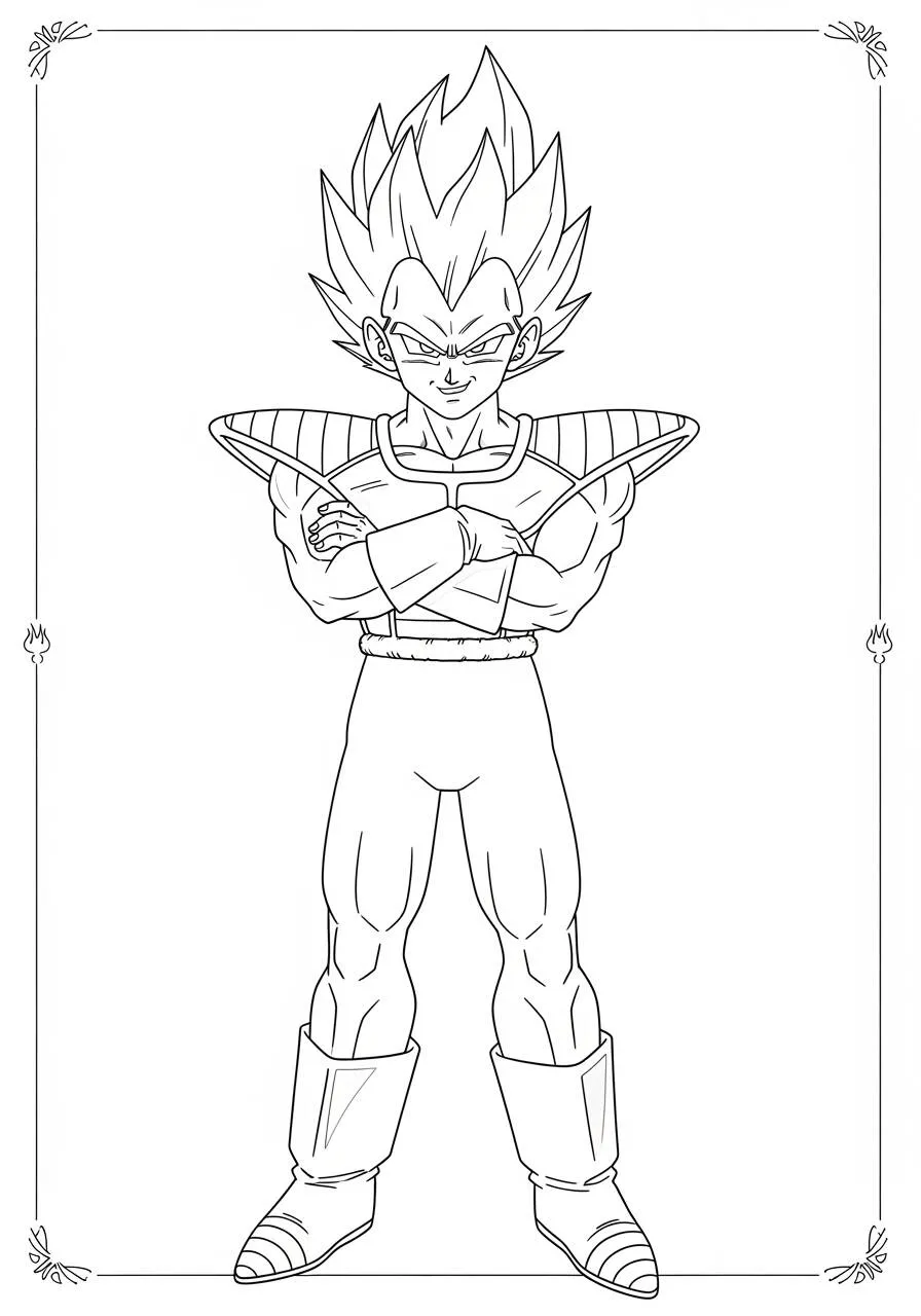 Desenho de Anime do Vegeta com Cabelo em Ponta para Colorir