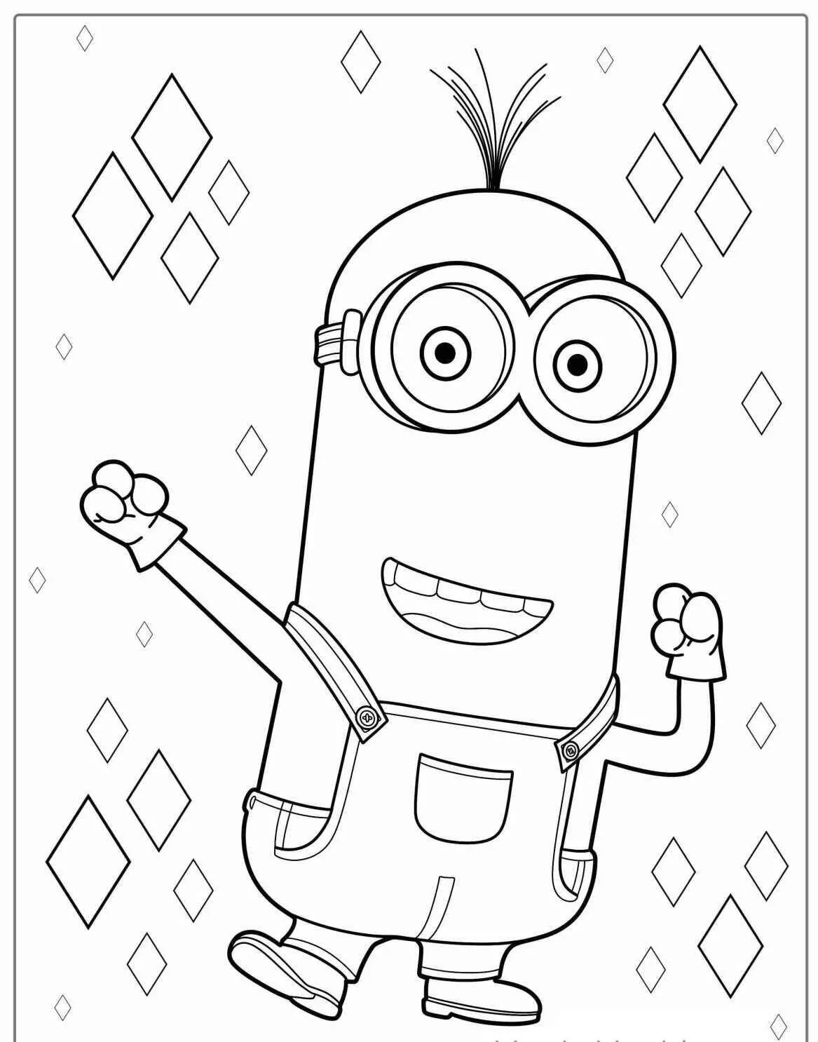 Desenho de Minion Feliz com Óculos para Colorir