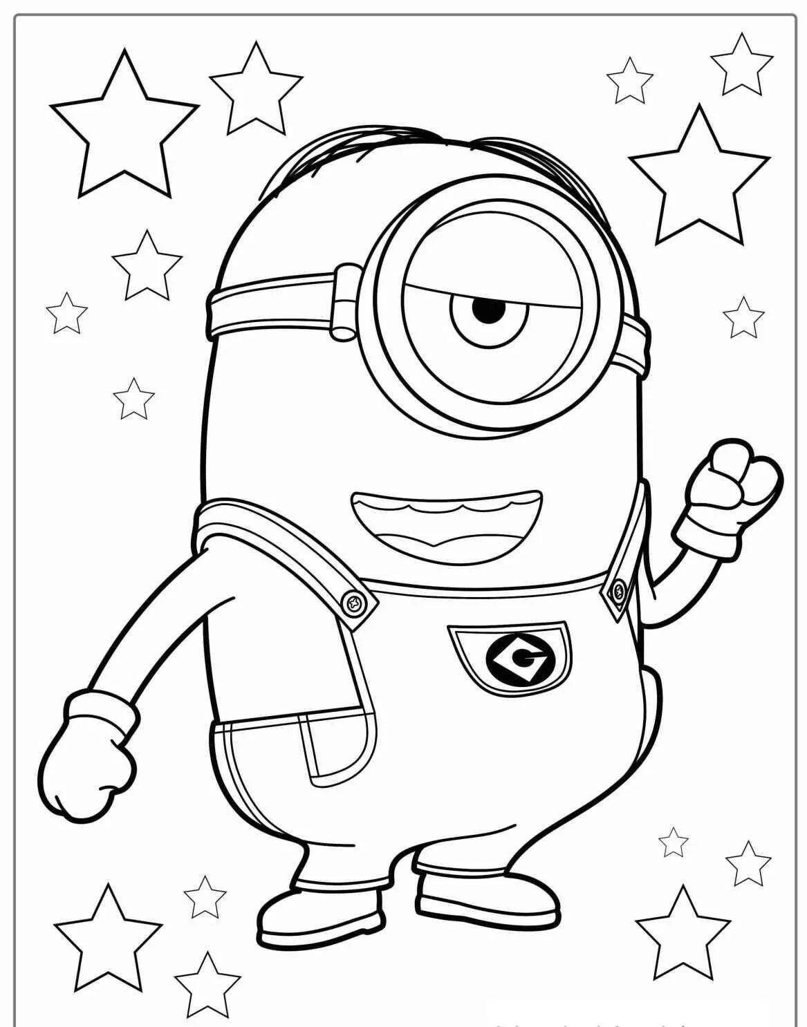 Desenho de Minion com Um Olho e Sorriso para Colorir