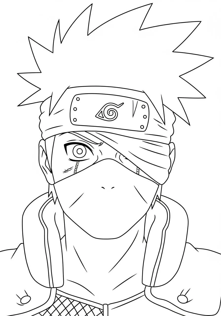 Desenho de Anime do Kakashi com Máscara para Colorir