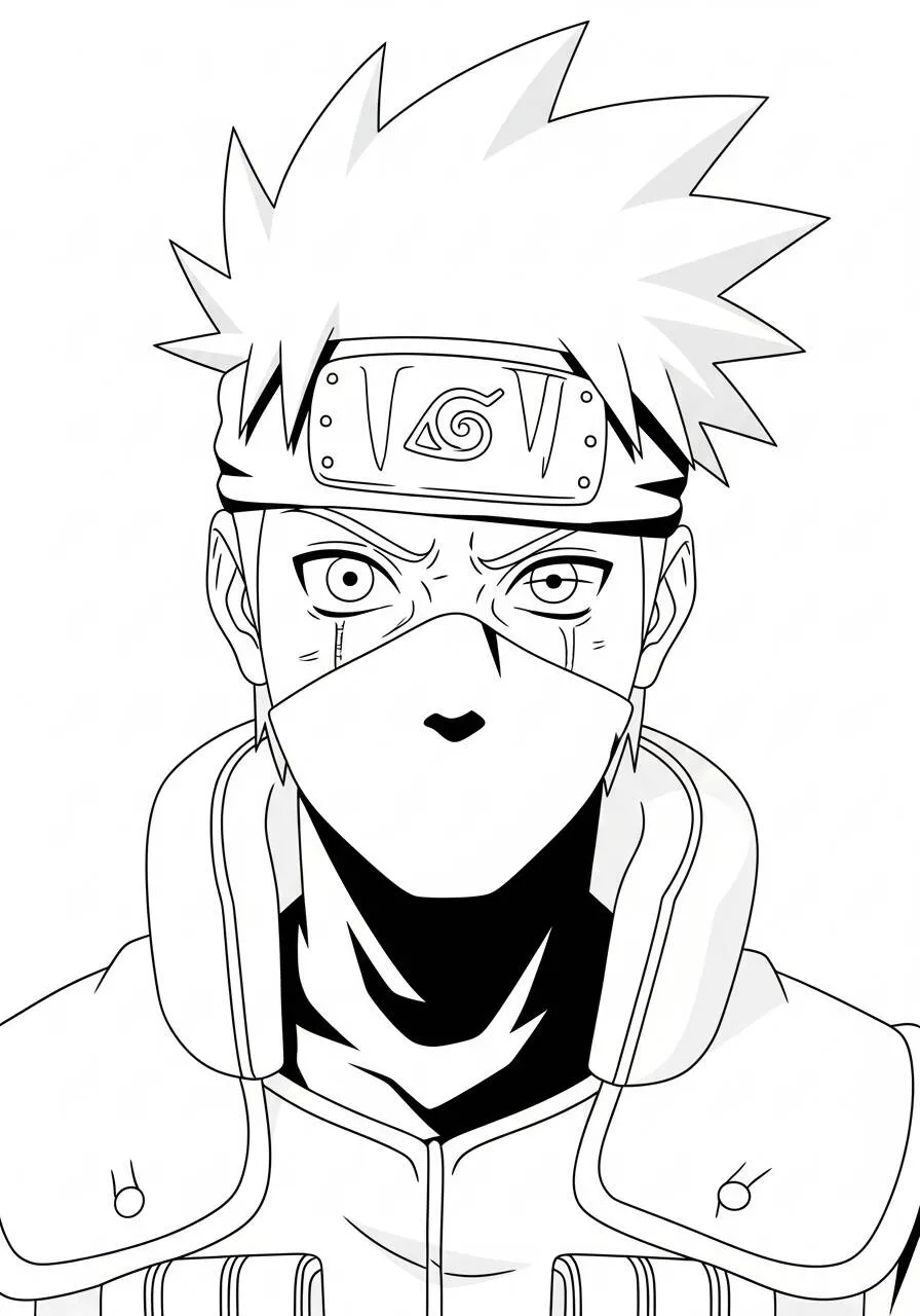 Desenho de Anime do Naruto com Máscara para Colorir