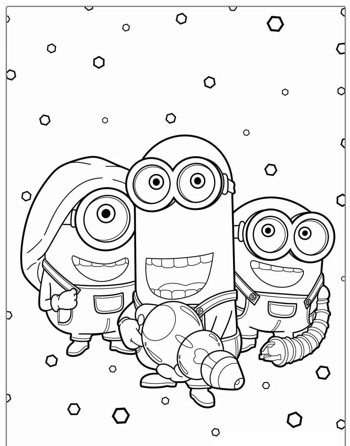 Desenho de Minions Astronautas para Colorir