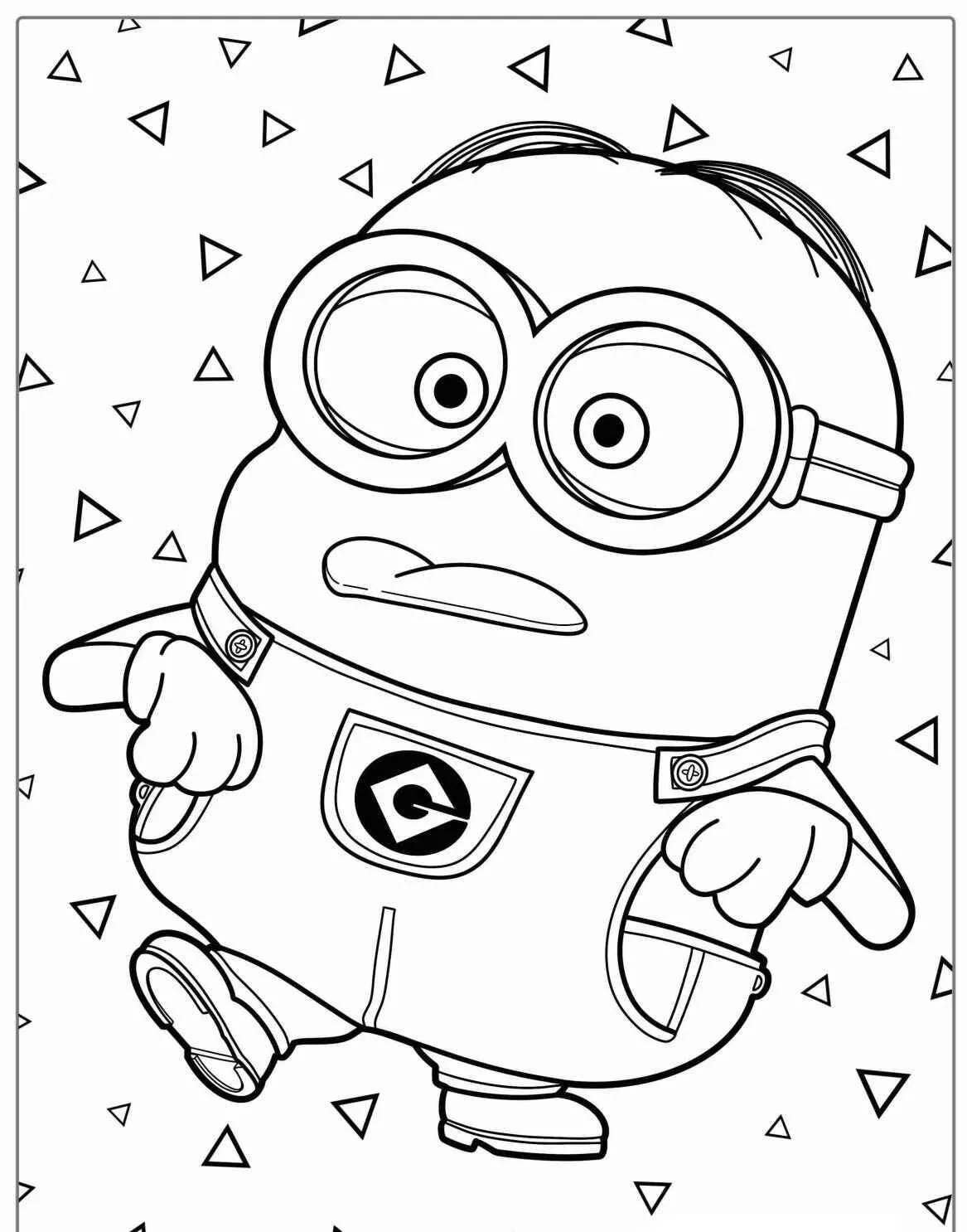 Desenho de Minion com Óculos e Macacão para Colorir