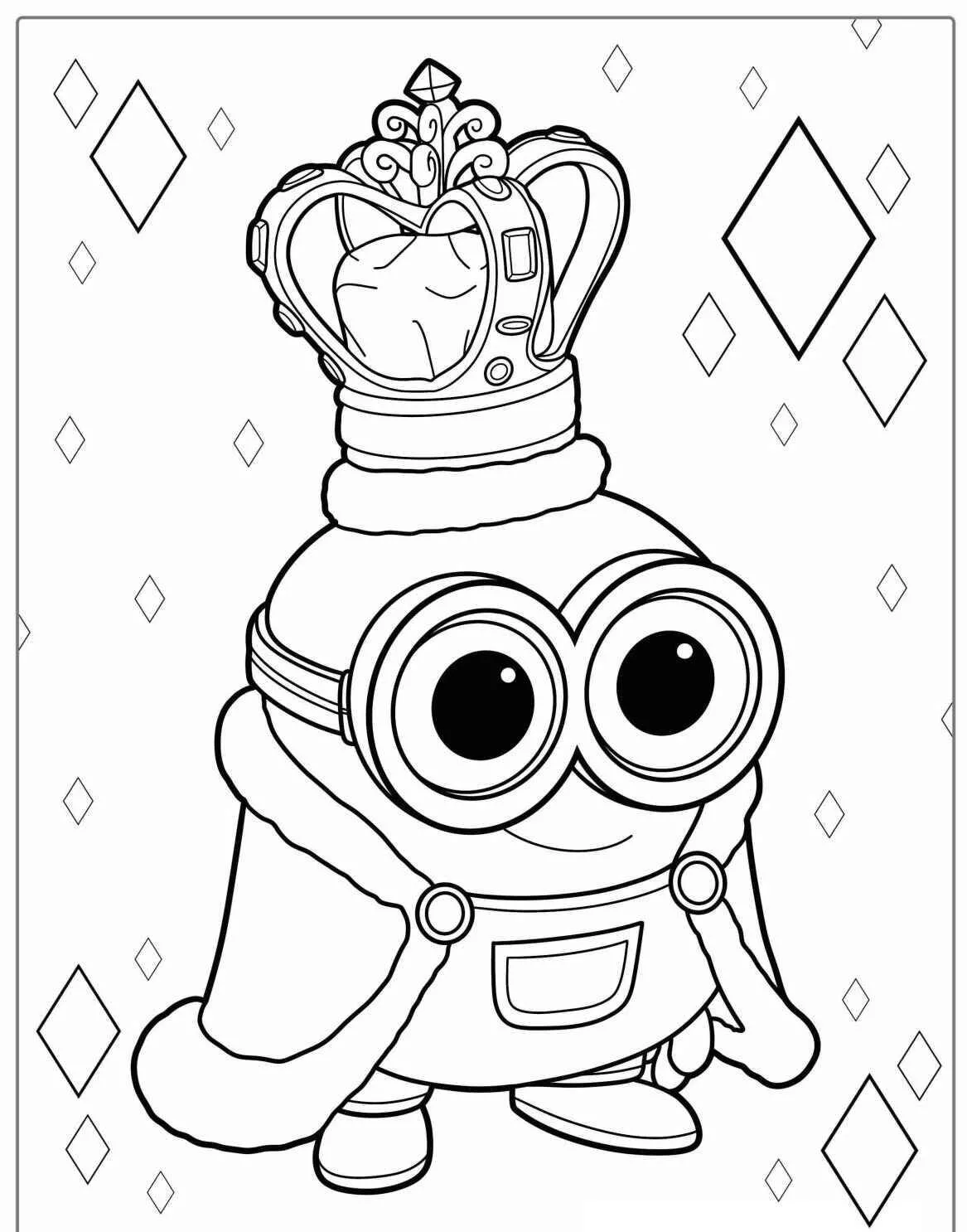 Desenho de Minion Rei com Coroa para Colorir