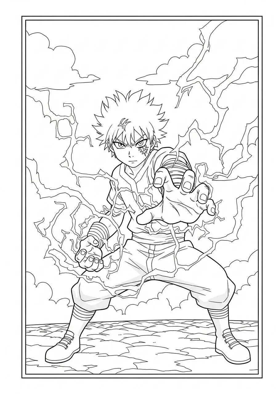 Desenho de Anime do Bakugo com Explosões para Colorir