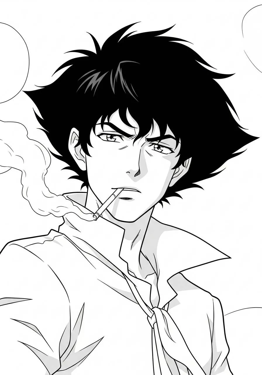 Desenho de Anime do Spike Spiegel para Colorir