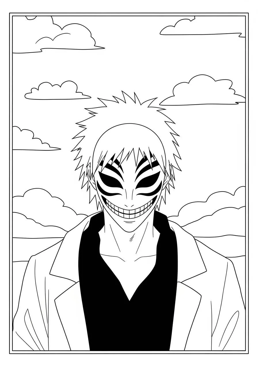 Desenho de Anime do Ichigo com Máscara Hollow para Colorir