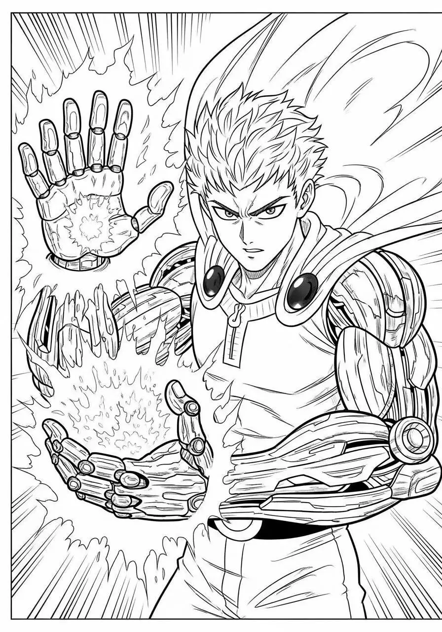 Desenho de Anime do Shoto Todoroki com Poder de Fogo e Gelo para Colorir