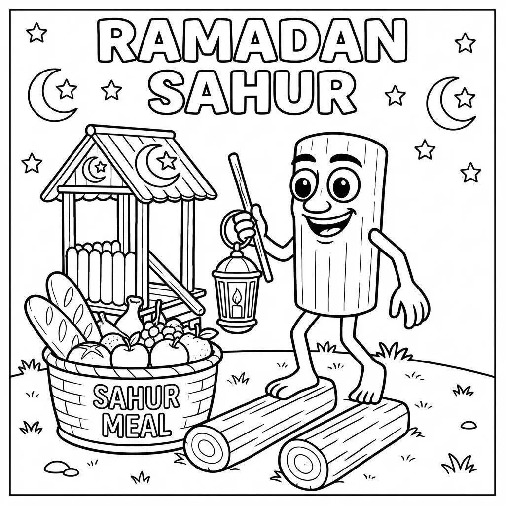 Coloriage Tung Tung Tung Sahur avec la nourriture