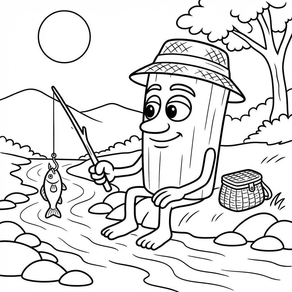 Coloriage - Pêche à Tung Tung Tung Sahur