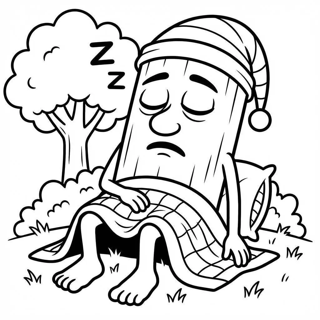 Desenho do Tung Tung Tung Sahur dormindo para Colorir