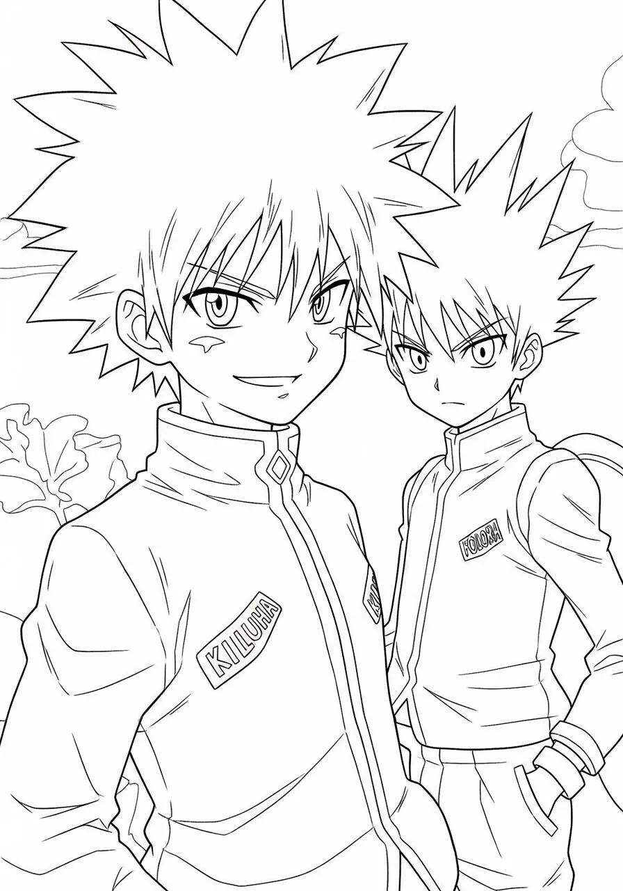 Desenho de Anime do Gon e Killua para Colorir