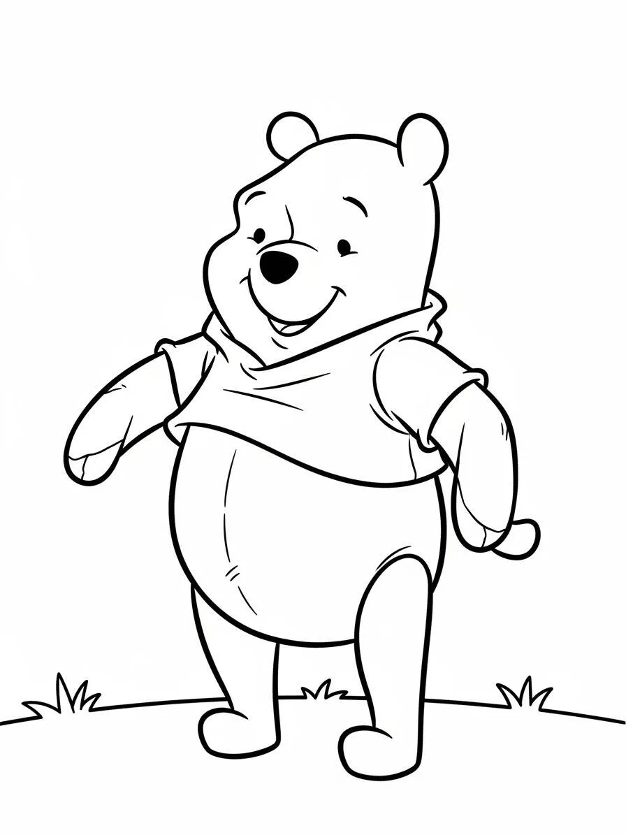 Desenho de Ursinho Pooh Sorridente para Colorir