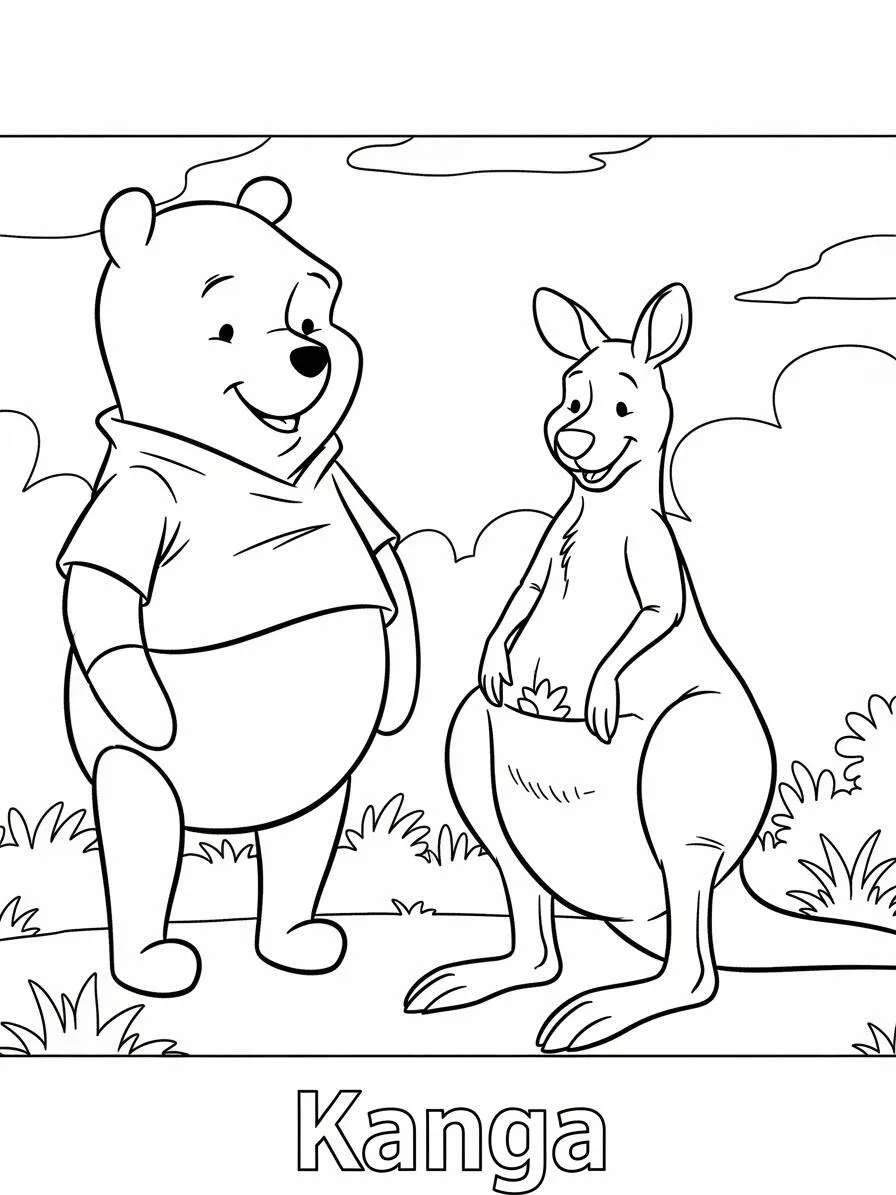 Winnie the Pooh e Kanga da colorare