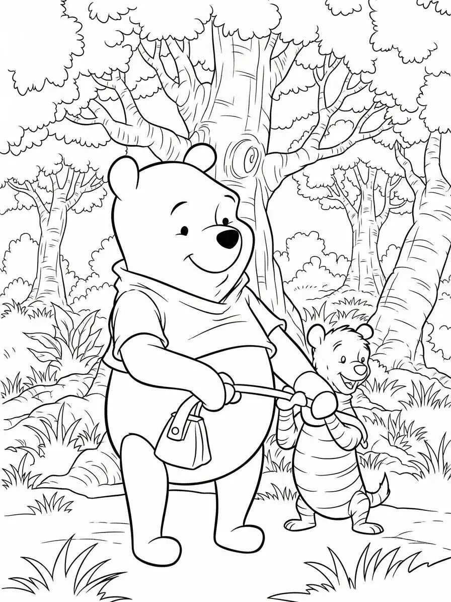 Desenho de Ursinho Pooh e Tigrão para Colorir