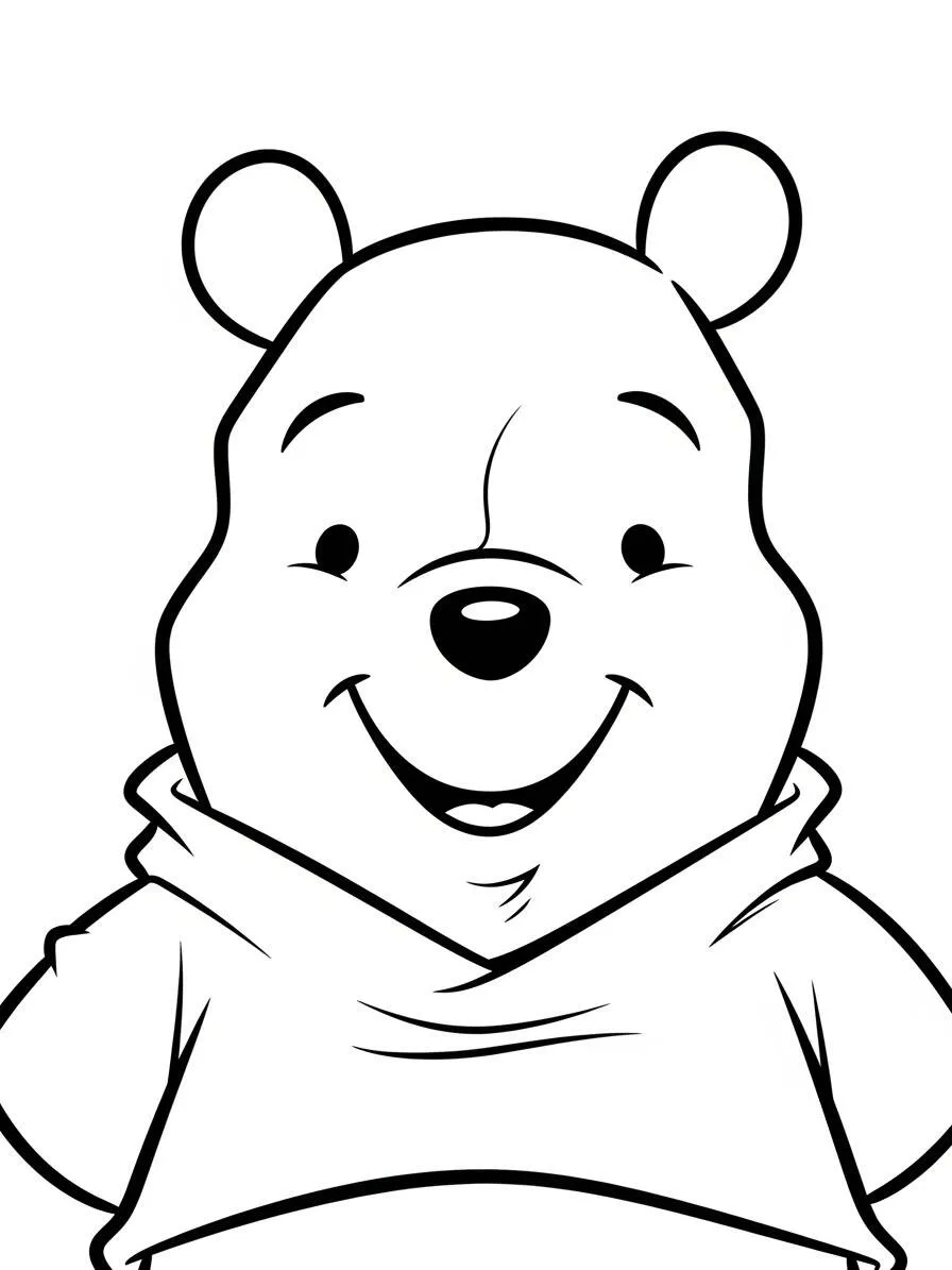 Desenho de Ursinho Pooh Sorridente para Colorir