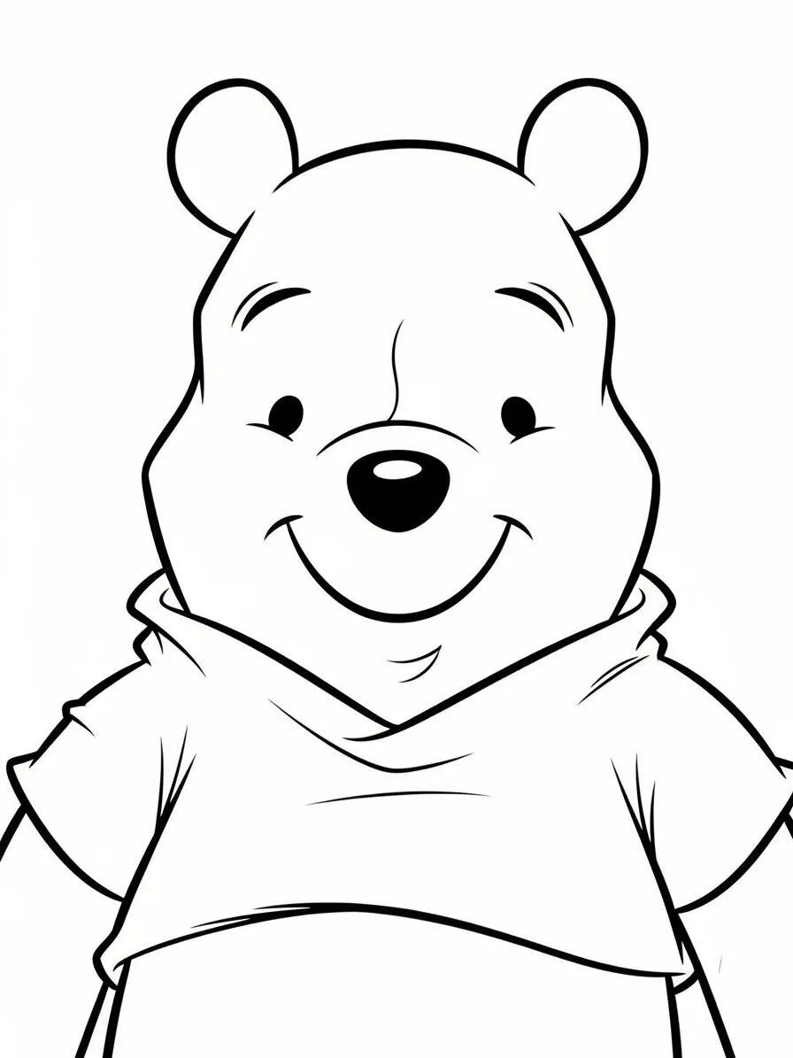 Desenho de Ursinho Pooh Sorridente para Colorir