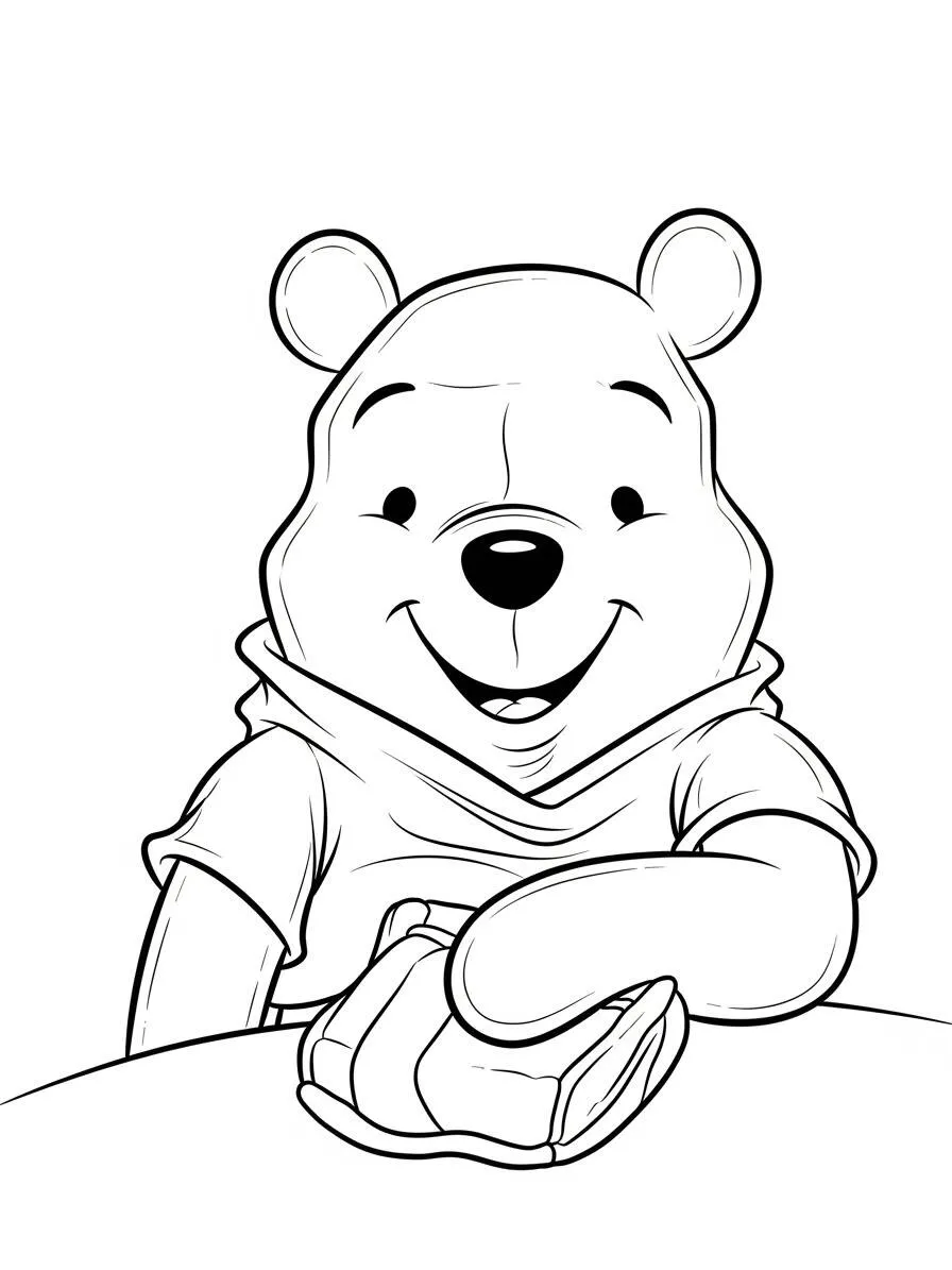 Desenho de Ursinho Pooh Sorridente para Colorir