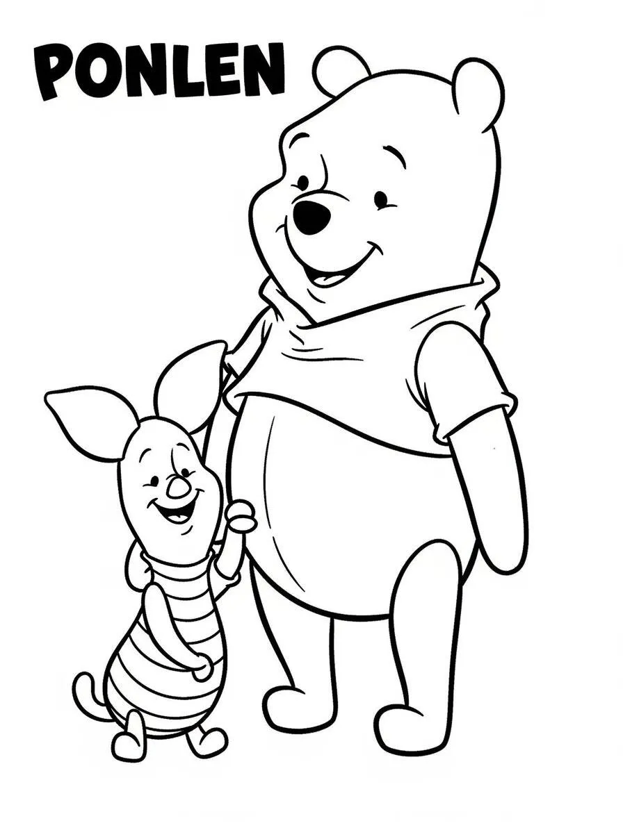 Desenho de Ursinho Pooh e Leitão para Colorir
