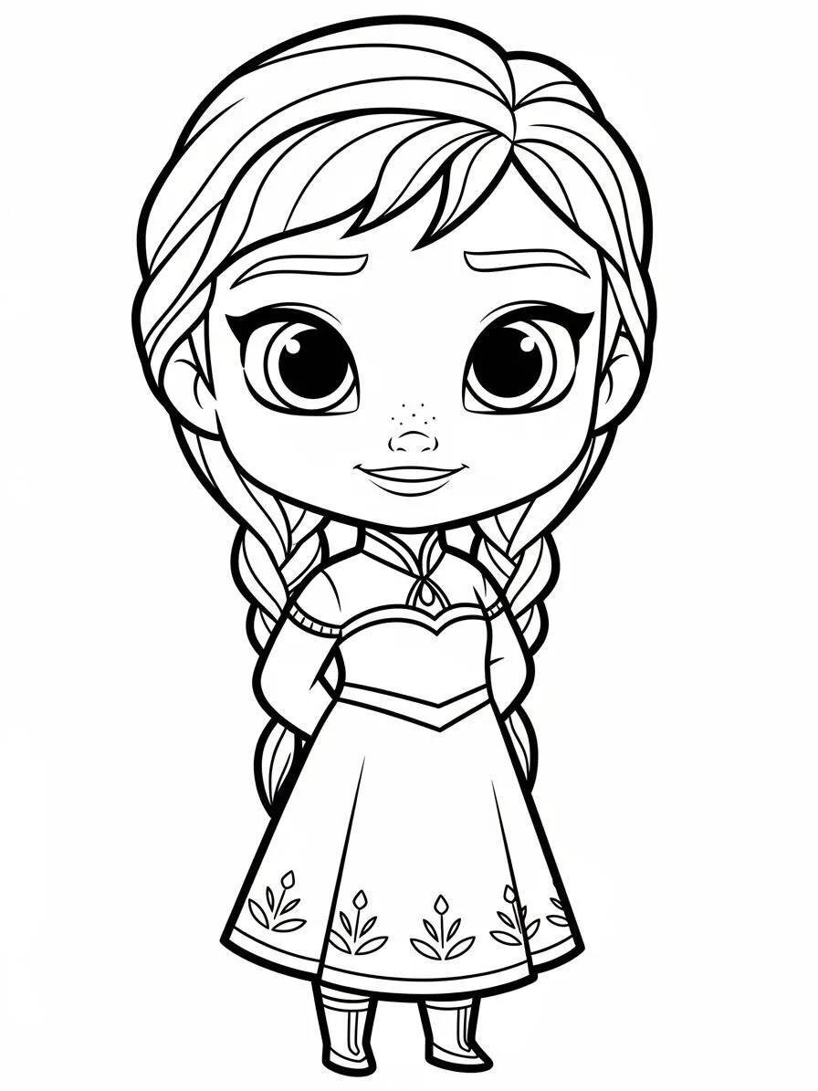 Anna de Frozen con vestido tradicional para colorear