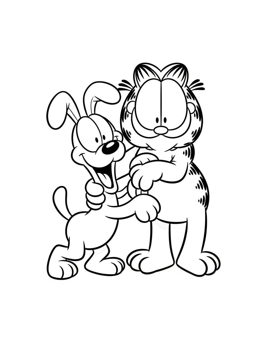 Dibujo para colorear de garfield y Odie
