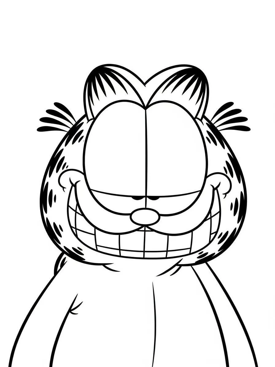 Desenho de Garfield Sorridente para Colorir