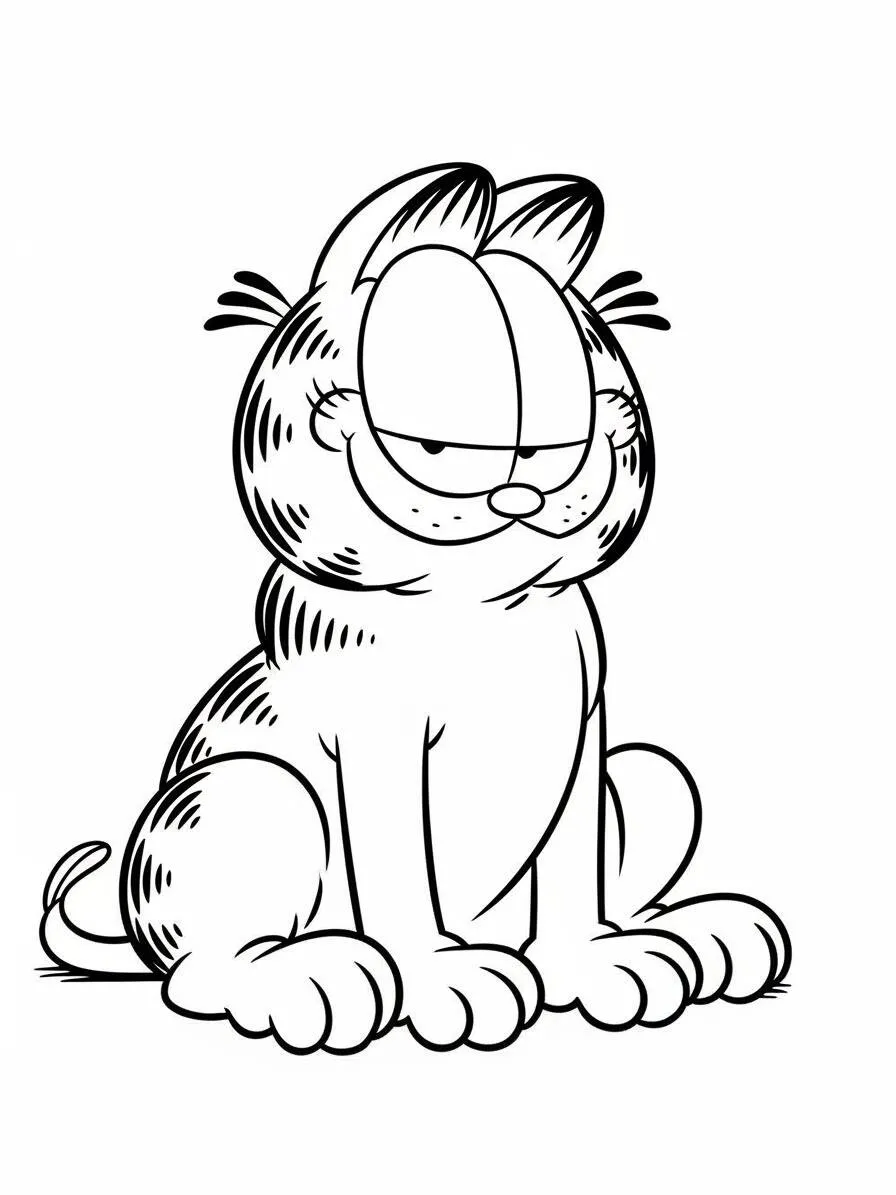 Desenho de Garfield Sorrindo para Colorir