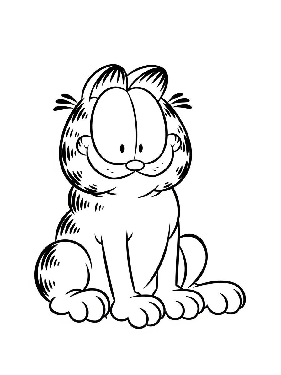 garfield Sonriente Página Para Colorear