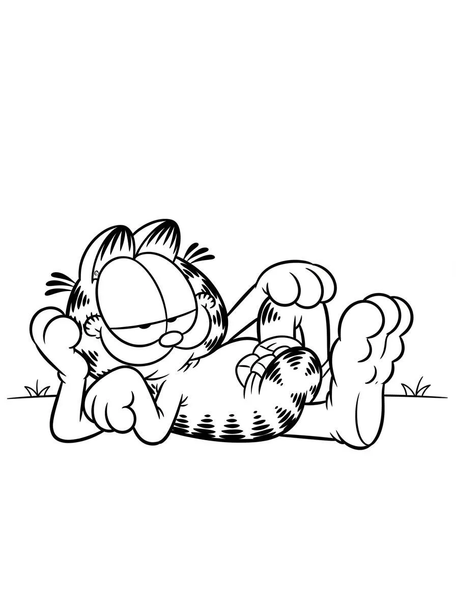 Desenho de Garfield a Relaxar para Colorir