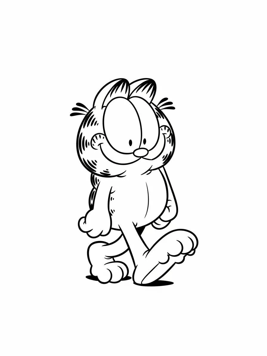 Desenho de Garfield a Caminhar para Colorir