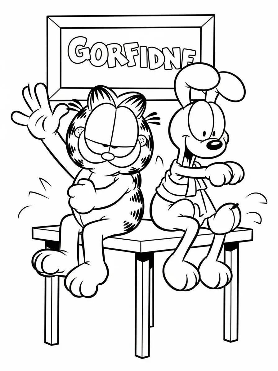 Dibujo para colorear de garfield y Odie