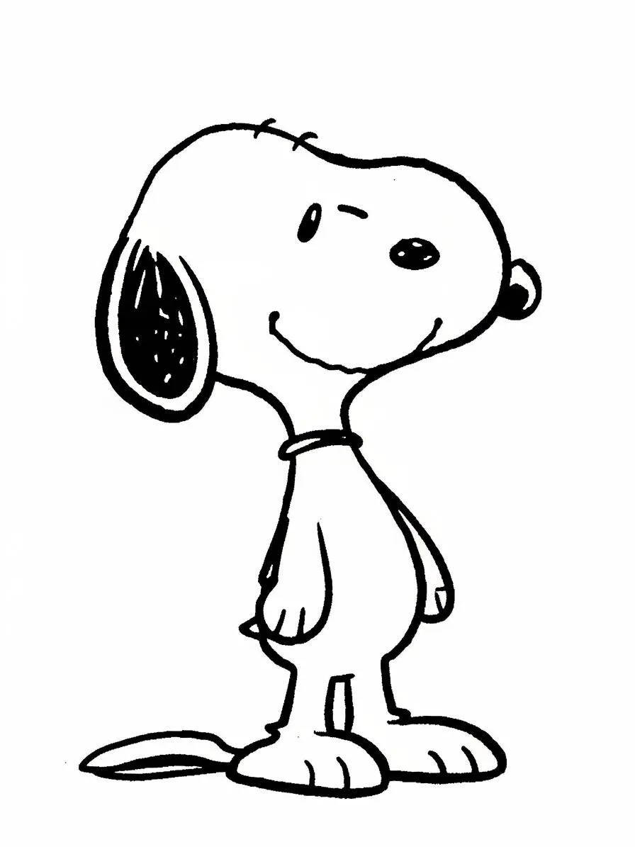 Desenho de Snoopy Sorridente para Colorir