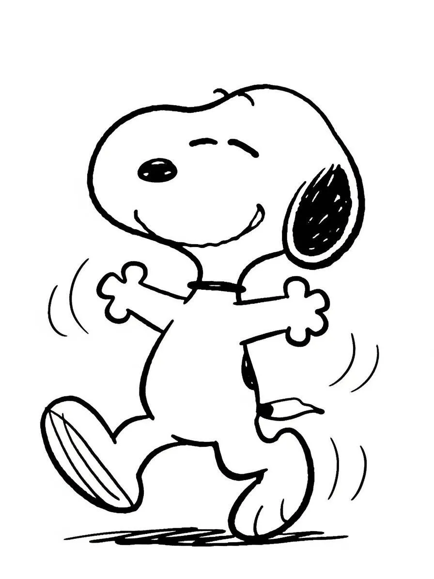 Desenho de Snoopy a Dançar Feliz para Colorir