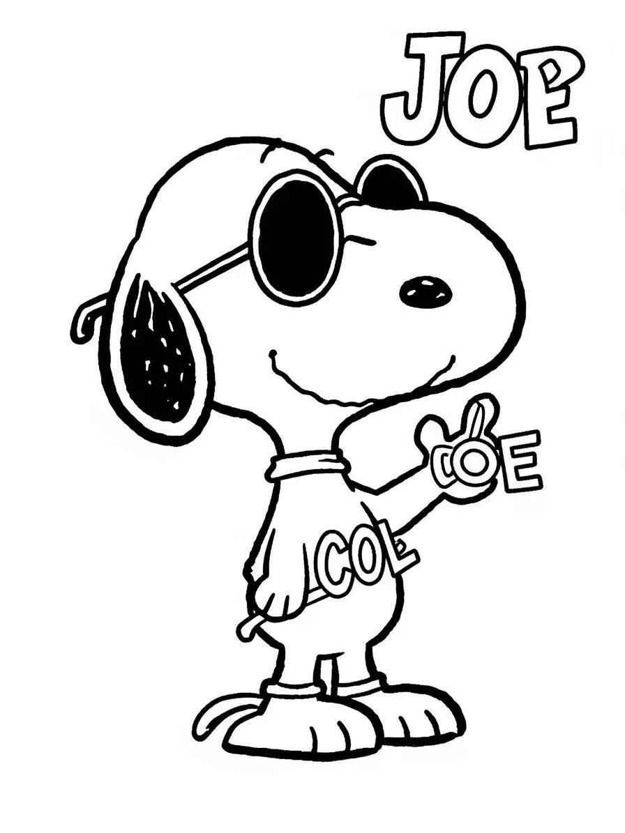 Desenho de Snoopy com Óculos Estilosos para Colorir