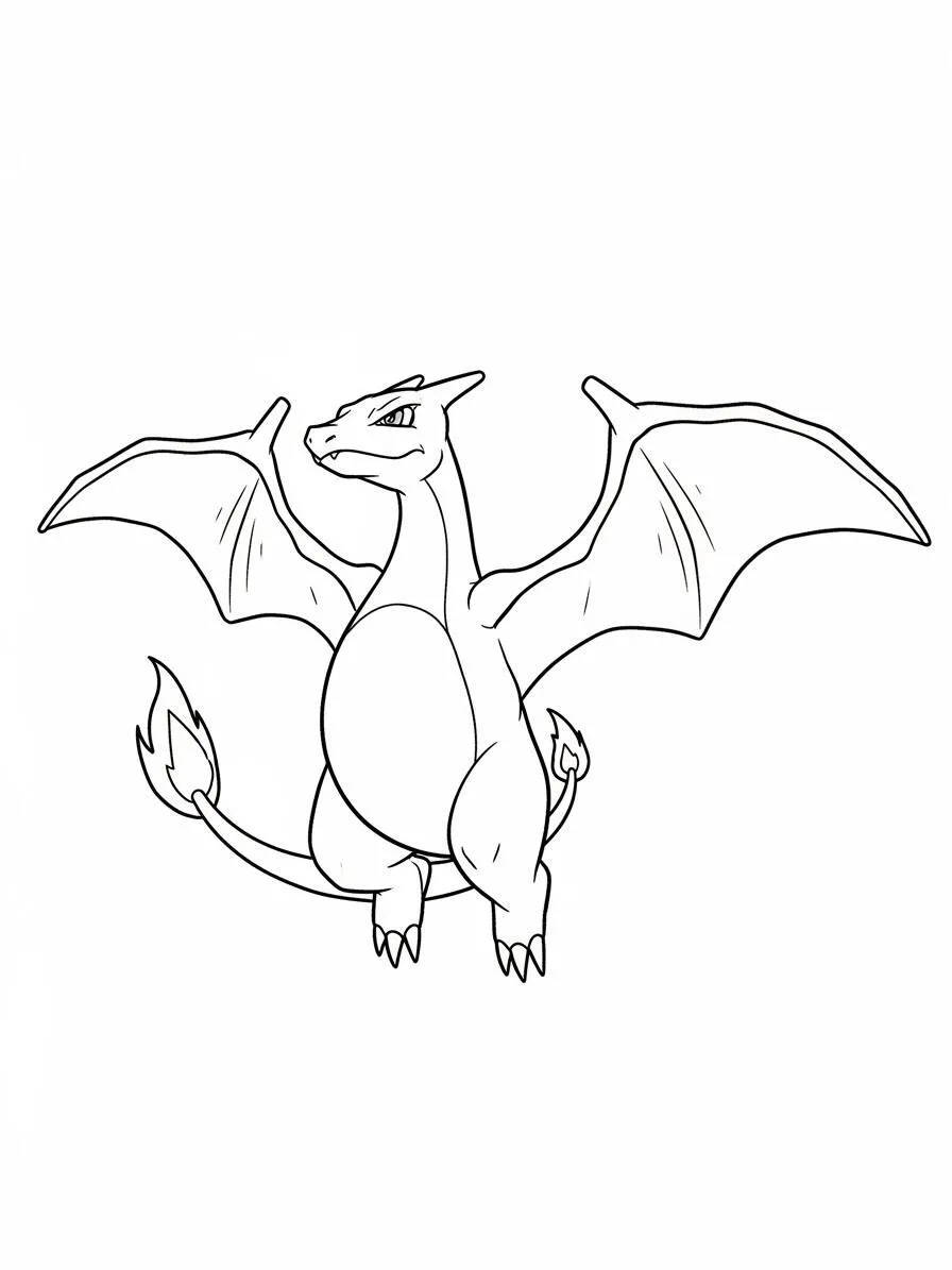 Desenho de Charizard em Voo para Colorir