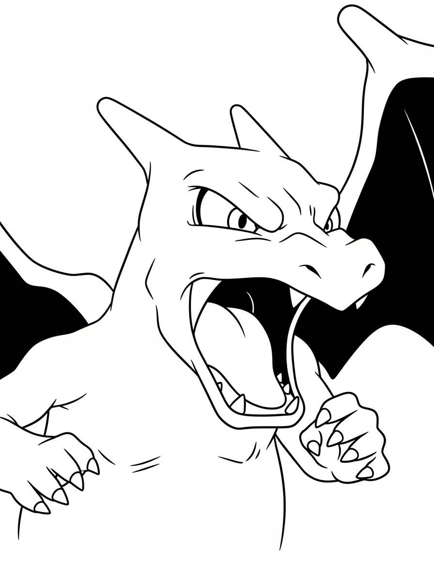 Desenho de Charizard Rugindo para Colorir