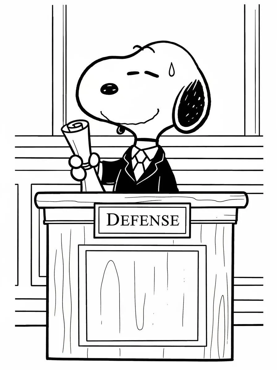 Desenho de Snoopy como Advogado para Colorir