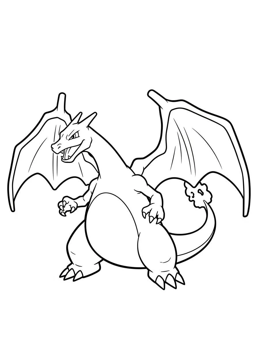 Desenho de Charizard Pronto para Lutar para Colorir