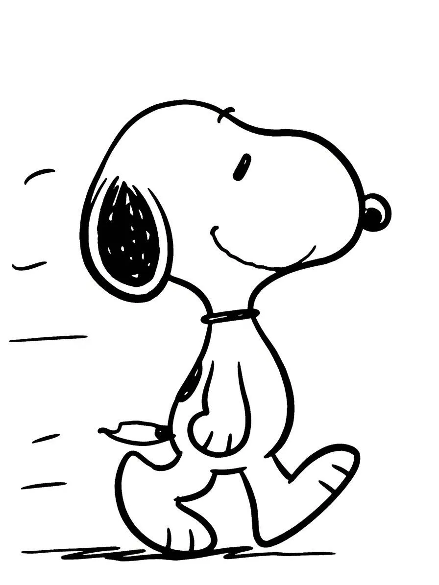 Desenho de Snoopy a Caminhar Feliz para Colorir