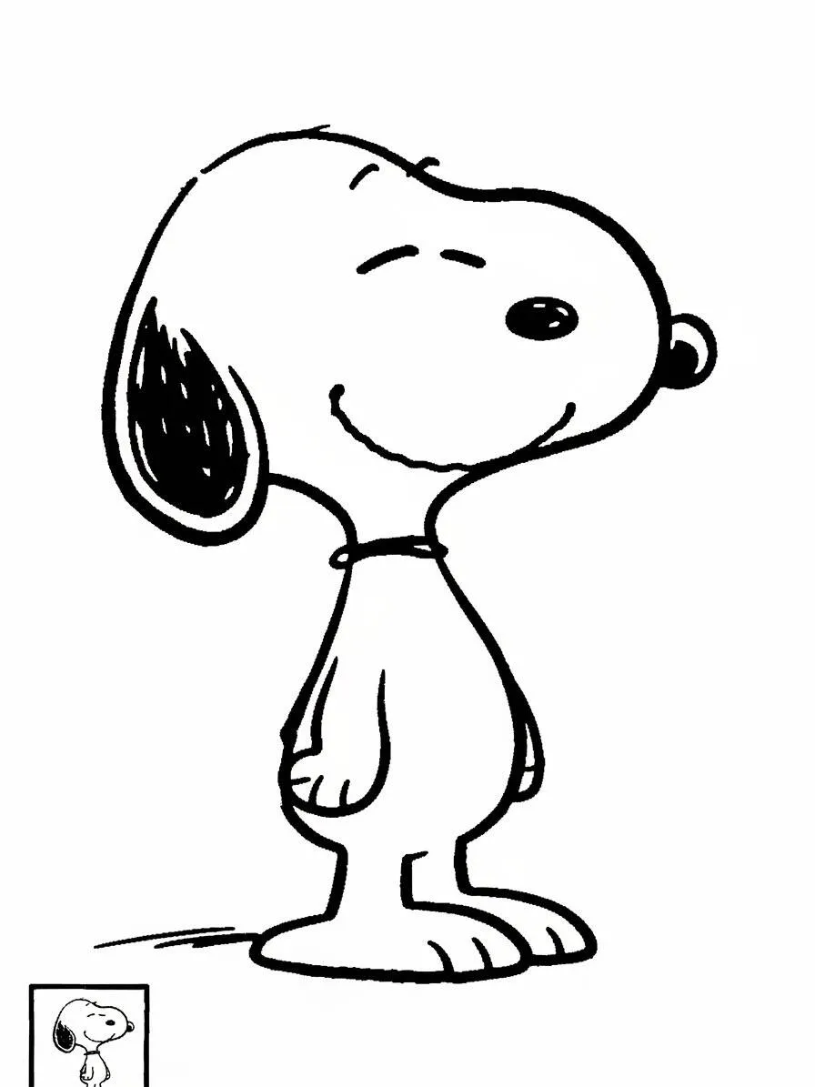 Desenho de Snoopy Sorridente para Colorir