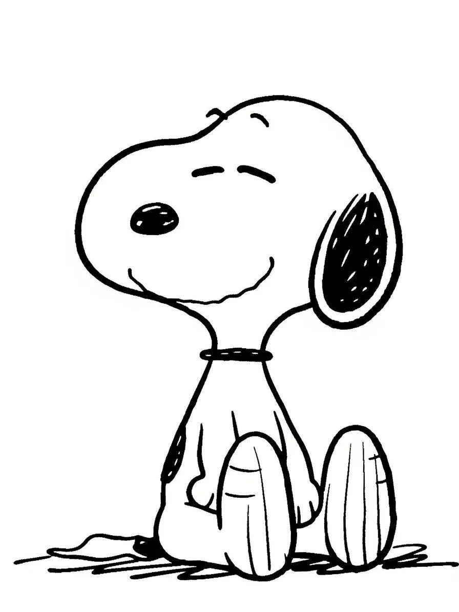 Desenho de Snoopy Sorrindo para Colorir